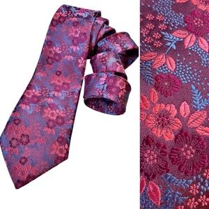 Vintage 1980s Giorgio Armani 100% Silk Metallic Floral Tie